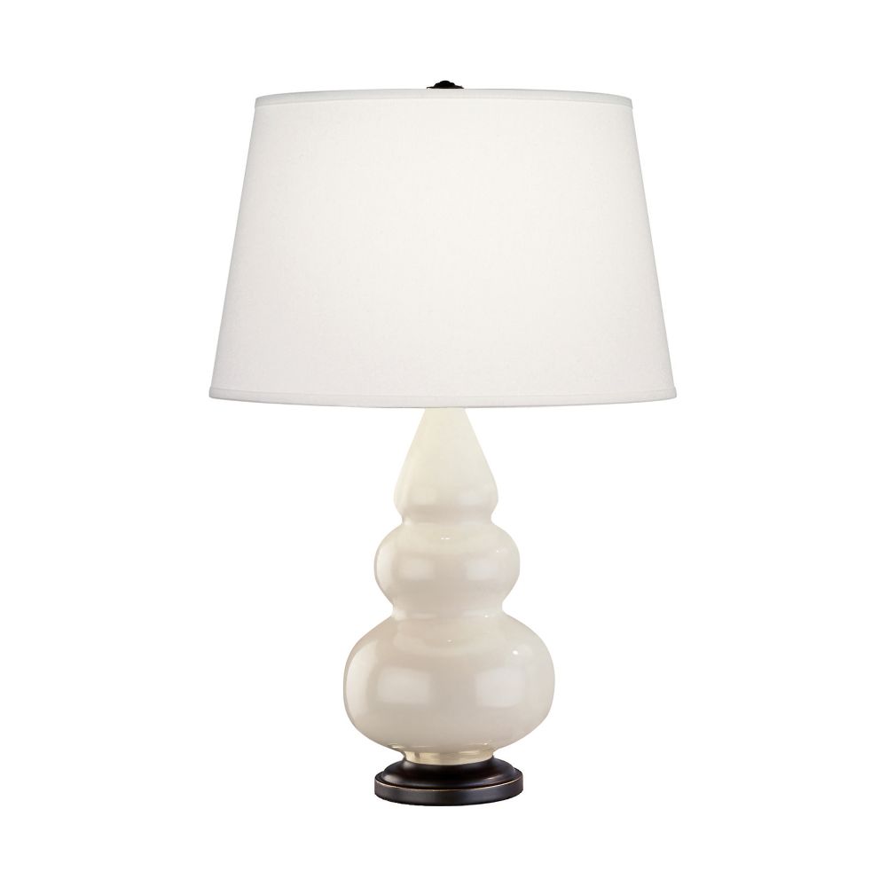 Robert Abbey 274X Bone Small Triple Gourd Accent Lamp with Bone Glazed Ceramic With Deep Patina Bronze Finished Accents
