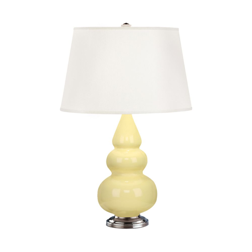 Robert Abbey 287X Butter Small Triple Gourd Accent Lamp with Butter Glazed Ceramic With Antique Silver Finished Accents