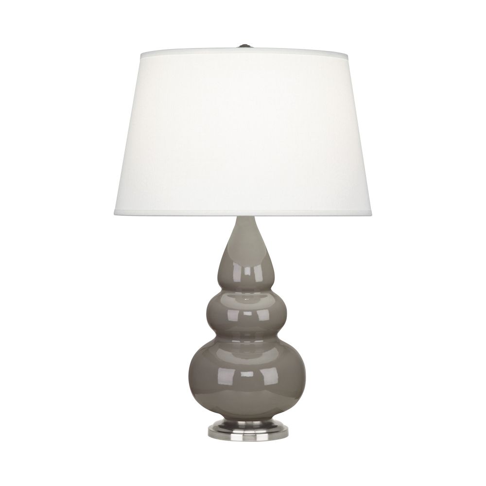 Robert Abbey 289X Smokey Taupe Small Triple Gourd Accent Lamp with Smoky Taupe Glazed Ceramic With Antique Silver Finished Accents