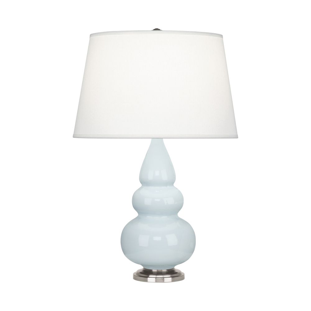 Robert Abbey 291X Baby Blue Small Triple Gourd Accent Lamp with Baby Blue Glazed Ceramic With Antique Silver Finished Accents