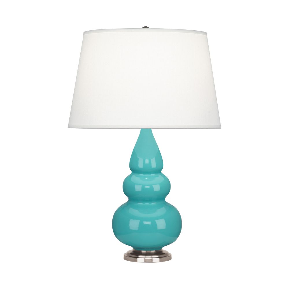 Robert Abbey 292X Egg Blue Small Triple Gourd Accent Lamp with Egg Blue Glazed Ceramic With Antique Silver Finished Accents