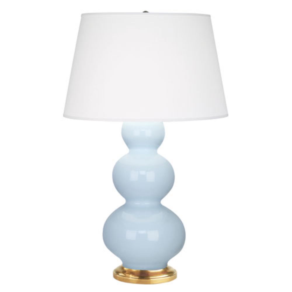 Robert Abbey 321X Baby Blue Triple Gourd Table Lamp with Baby Blue Glazed Ceramic With Antique Natural Brass Finished Accents