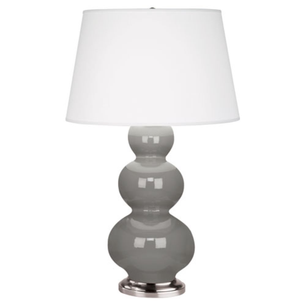 Robert Abbey 359X Smokey Taupe Triple Gourd Table Lamp with Smokey Taupe Glazed Ceramic With Antique Silver Finished Accents