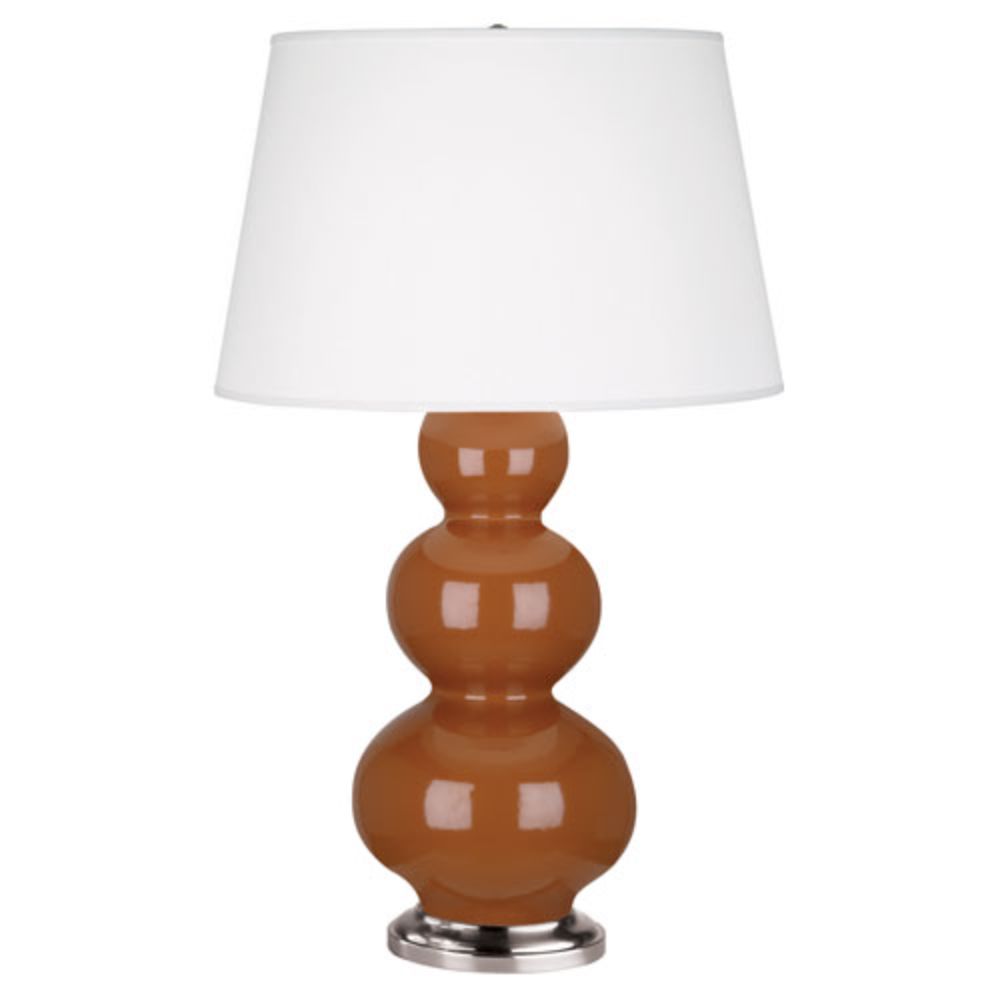 Robert Abbey 365X Cinnamon Triple Gourd Table Lamp with Cinnamon Glazed Ceramic With Antique Silver Finished Accents