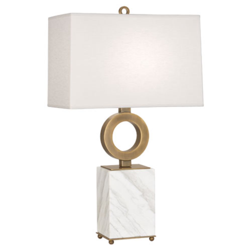 Robert Abbey 405 Oculus Table Lamp with Warm Brass Finish W/ White Marble Base