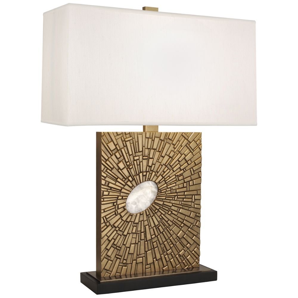 Robert Abbey 415 Goliath Table Lamp with Antiqued Modern Brass With White Rock Crystal Accent