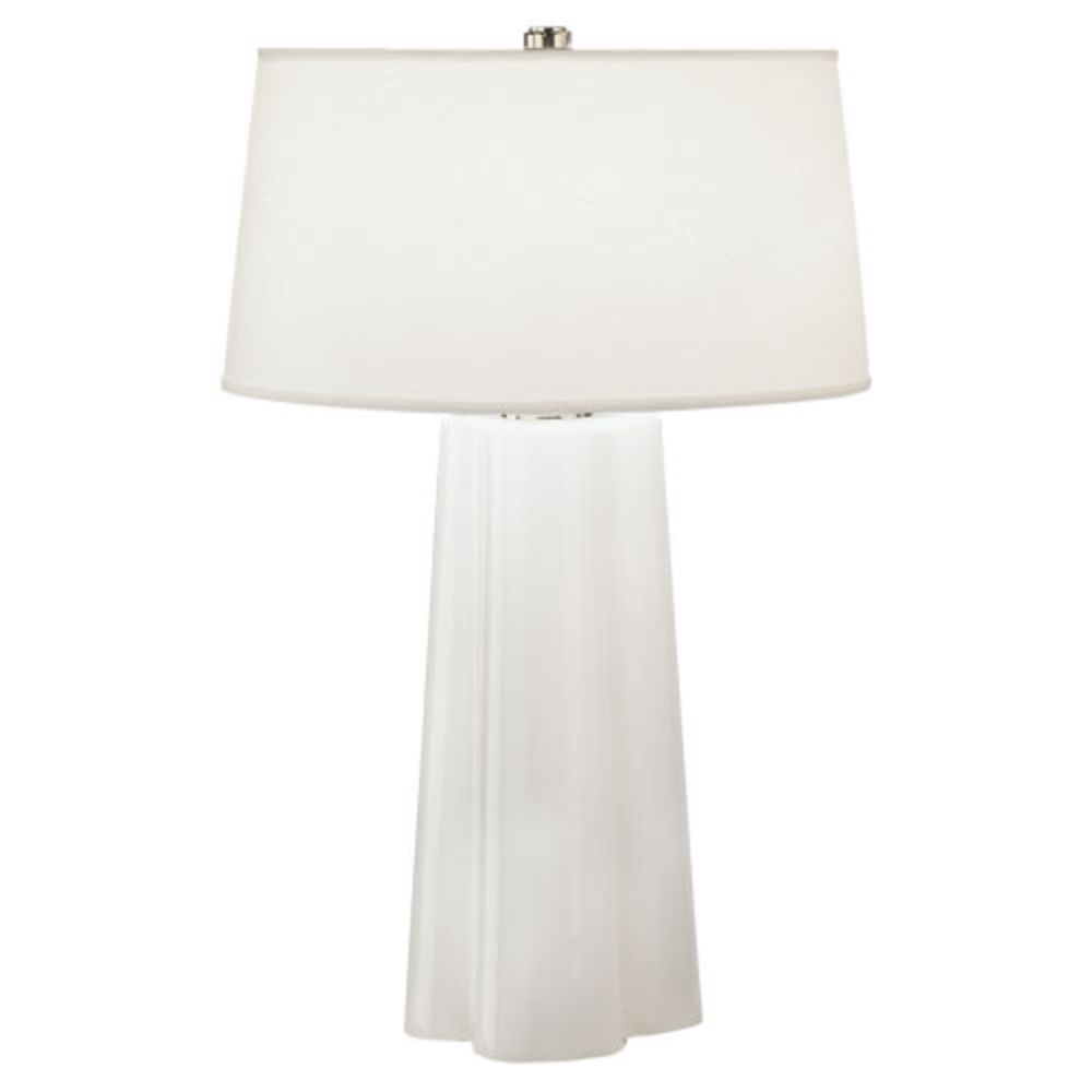 Robert Abbey 434 Wavy Table Lamp with White Cased Glass With Polished Nickel Accents