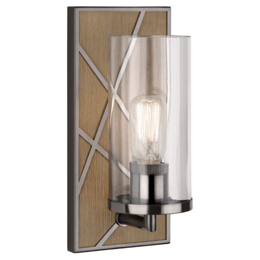 Robert Abbey 553 Michael Berman Bond Wall Sconce with Driftwood Oak Wood Finish With Blackened Nickel Accents