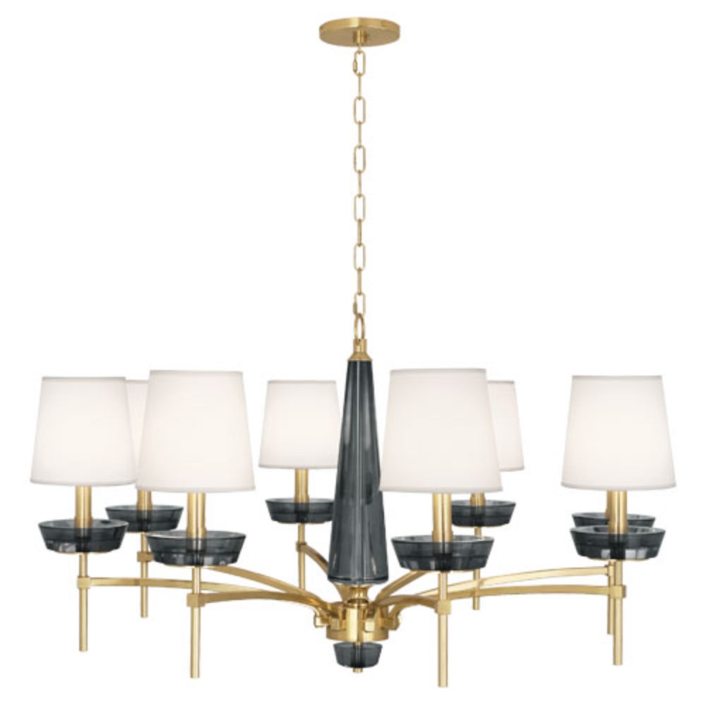Robert Abbey 625 Cristallo Chandelier with Modern Brass Finish W/ Smoke Crystal Accents