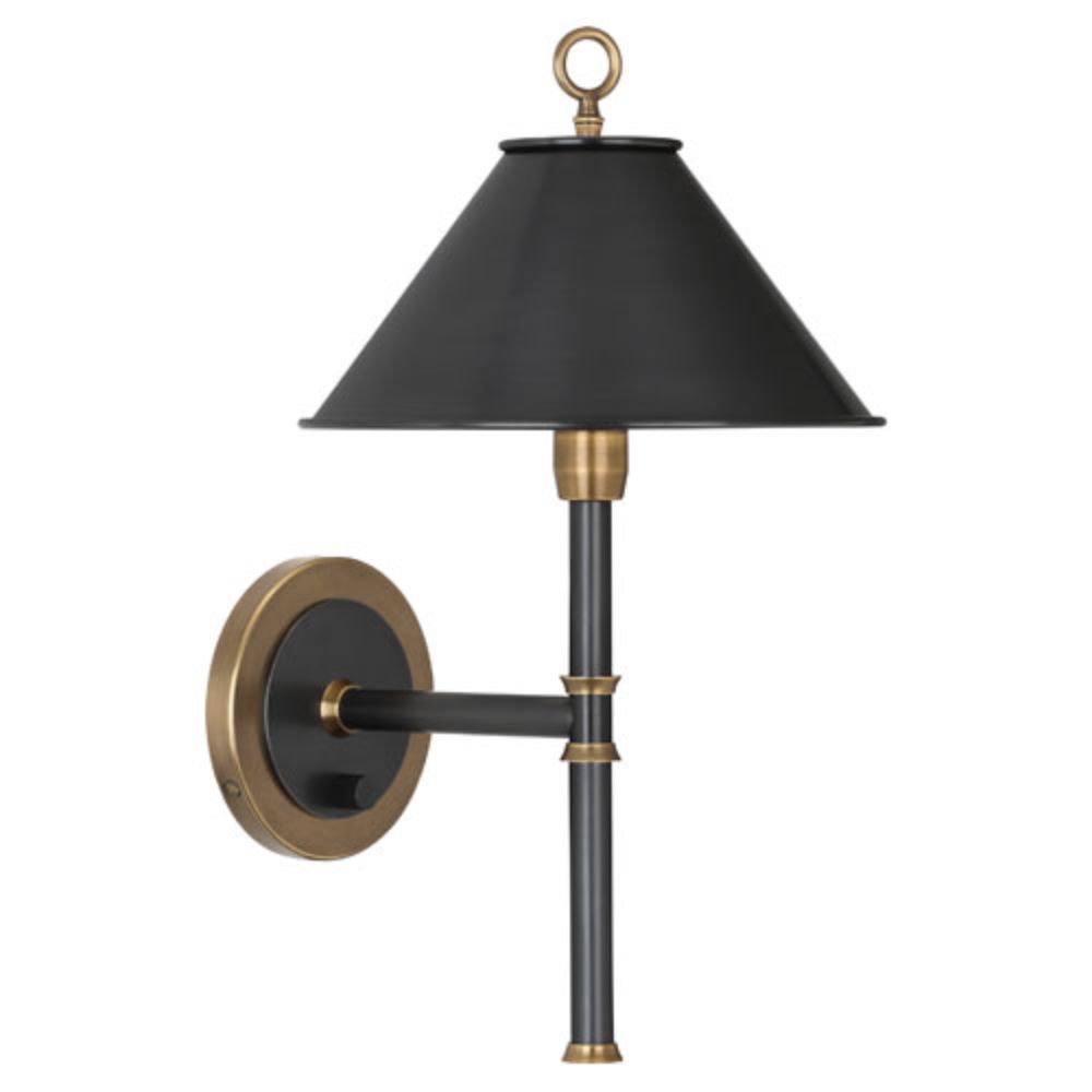 Robert Abbey 646 Aaron Wall Sconce with Deep Patina Bronze Finish W/ Warm Brass Accents And Metal Shade