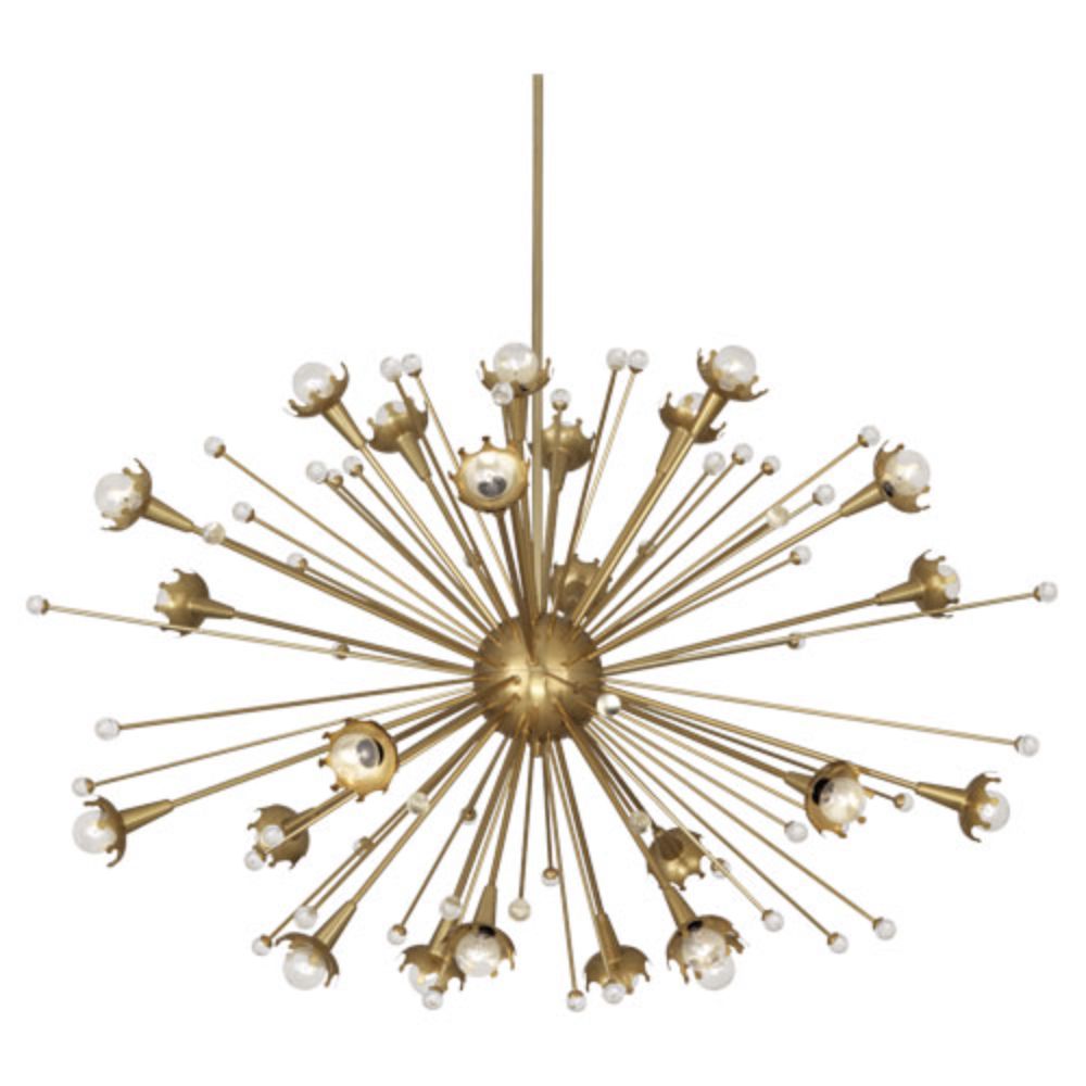 Robert Abbey 714 Jonathan Adler Sputnik Chandelier with Antique Brass With Crystal Accents