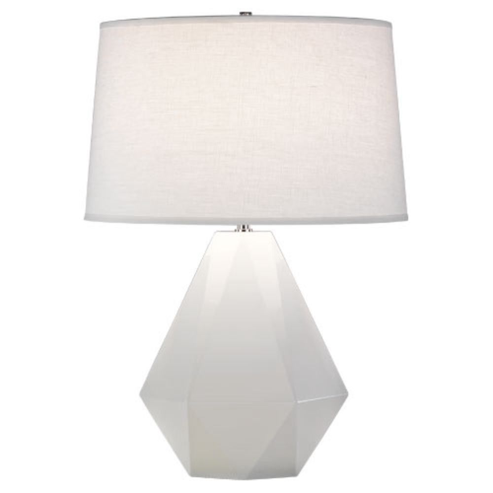 Robert Abbey 932 Lily Delta Table Lamp with Lily Glazed Ceramic With Polished Nickel Accents
