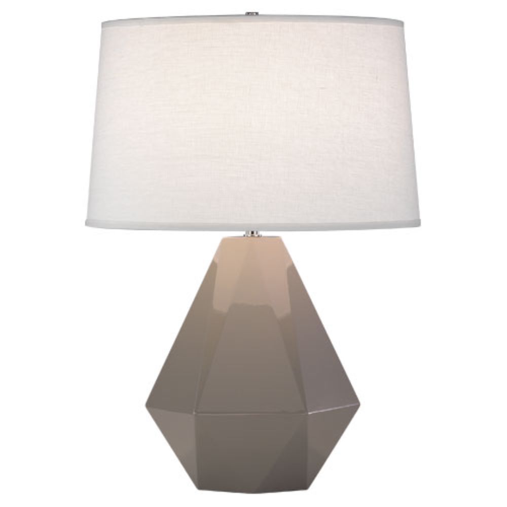 Robert Abbey 942 Smokey Taupe Delta Table Lamp with Smoky Taupe Glazed Ceramic With Polished Nickel Accents