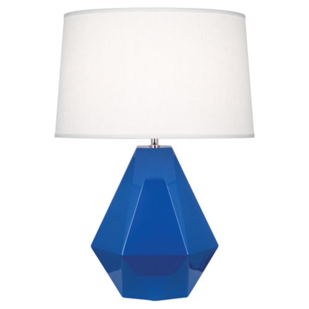 Robert Abbey 946 Marine Delta Table Lamp with Marine Blue Glazed Ceramic With Polished Nickel Accents