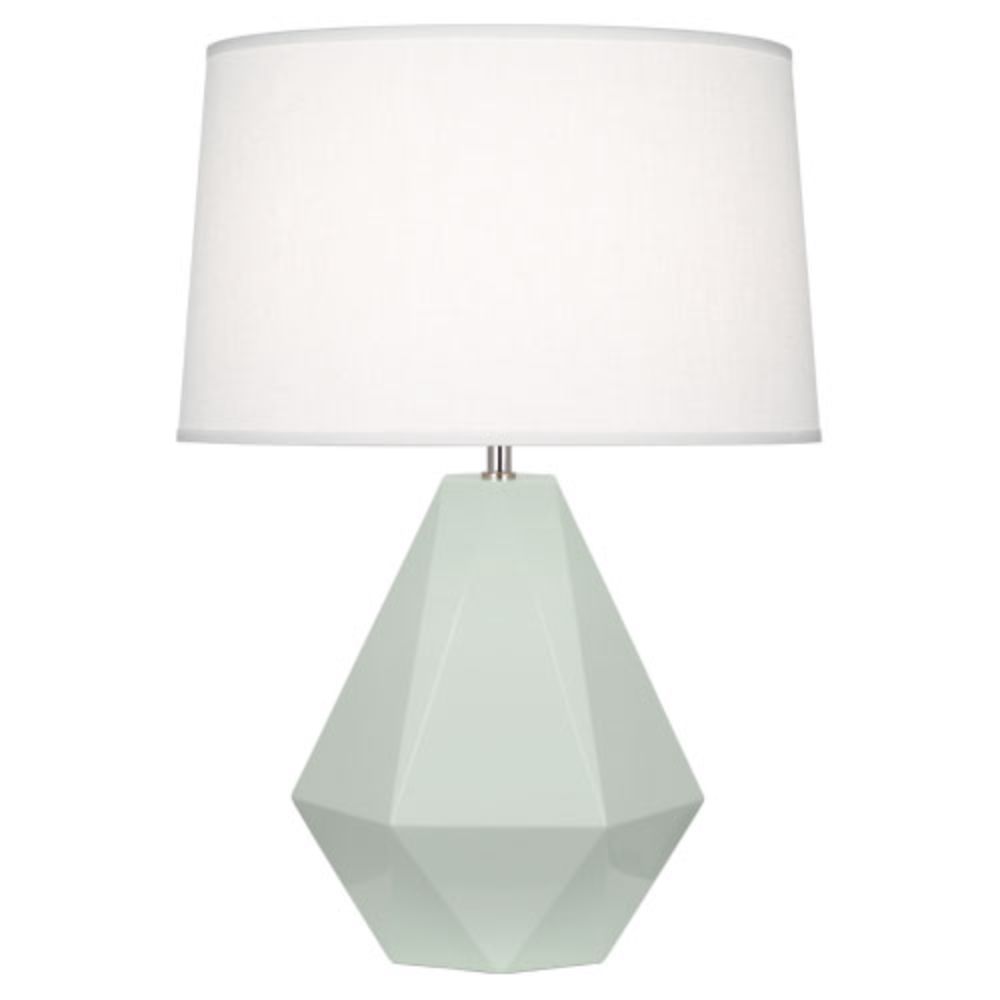 Robert Abbey 947 Celadon Delta Table Lamp with Celadon Glazed Ceramic With Polished Nickel Accents