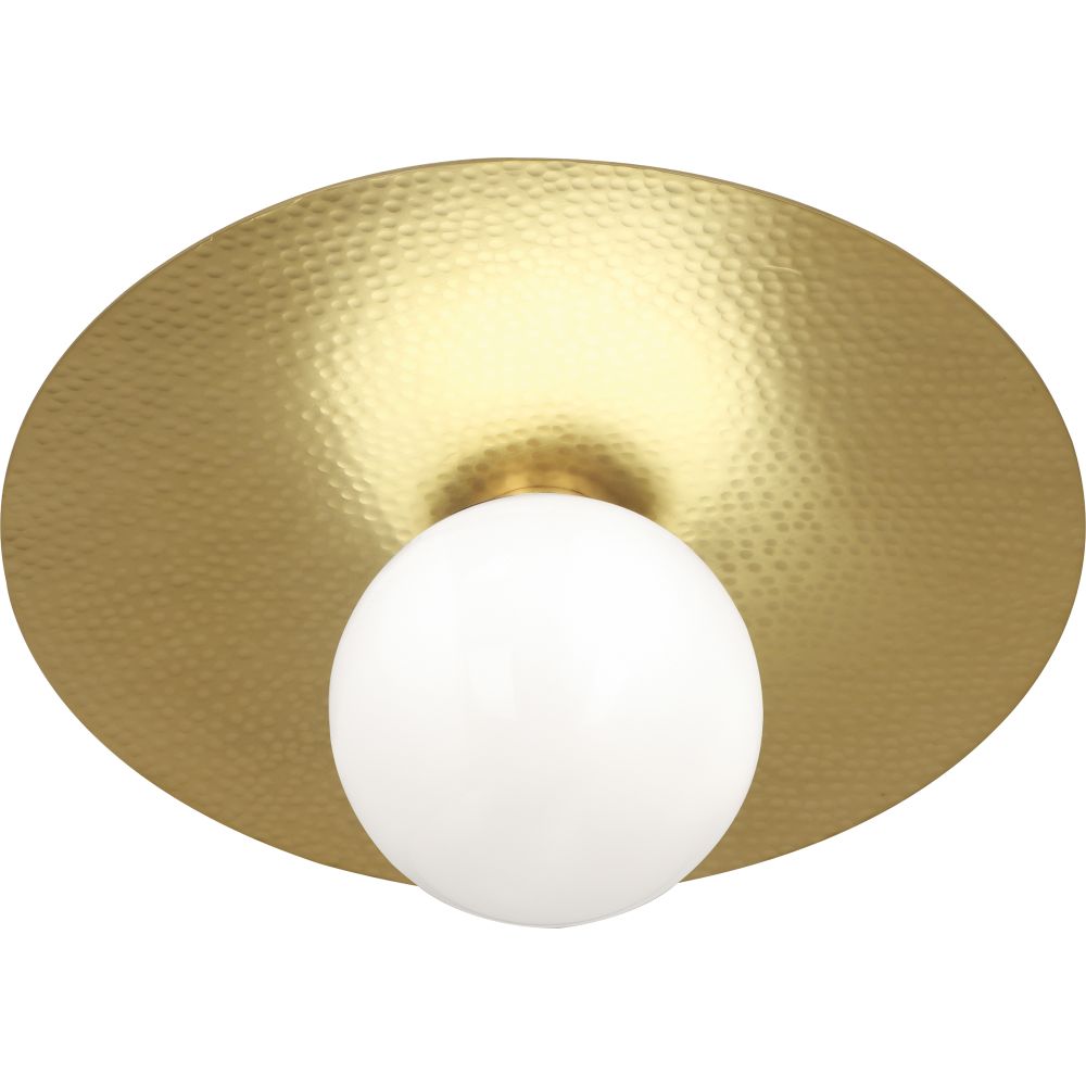 Robert Abbey 9875 Dal Flushmount with Modern Brass Finish With White Glass Shade