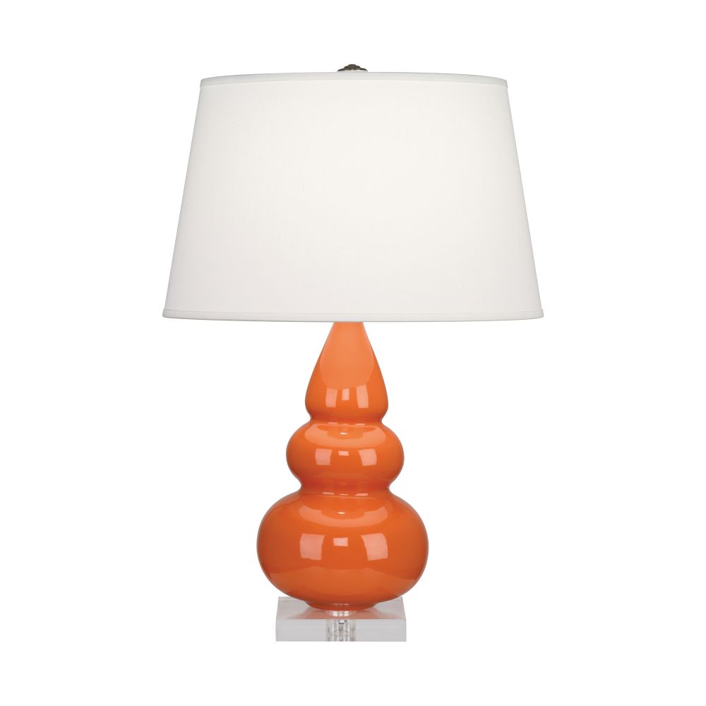 Robert Abbey A282X Pumpkin Small Triple Gourd Accent Lamp with Pumpkin Glazed Ceramic With Lucite Base