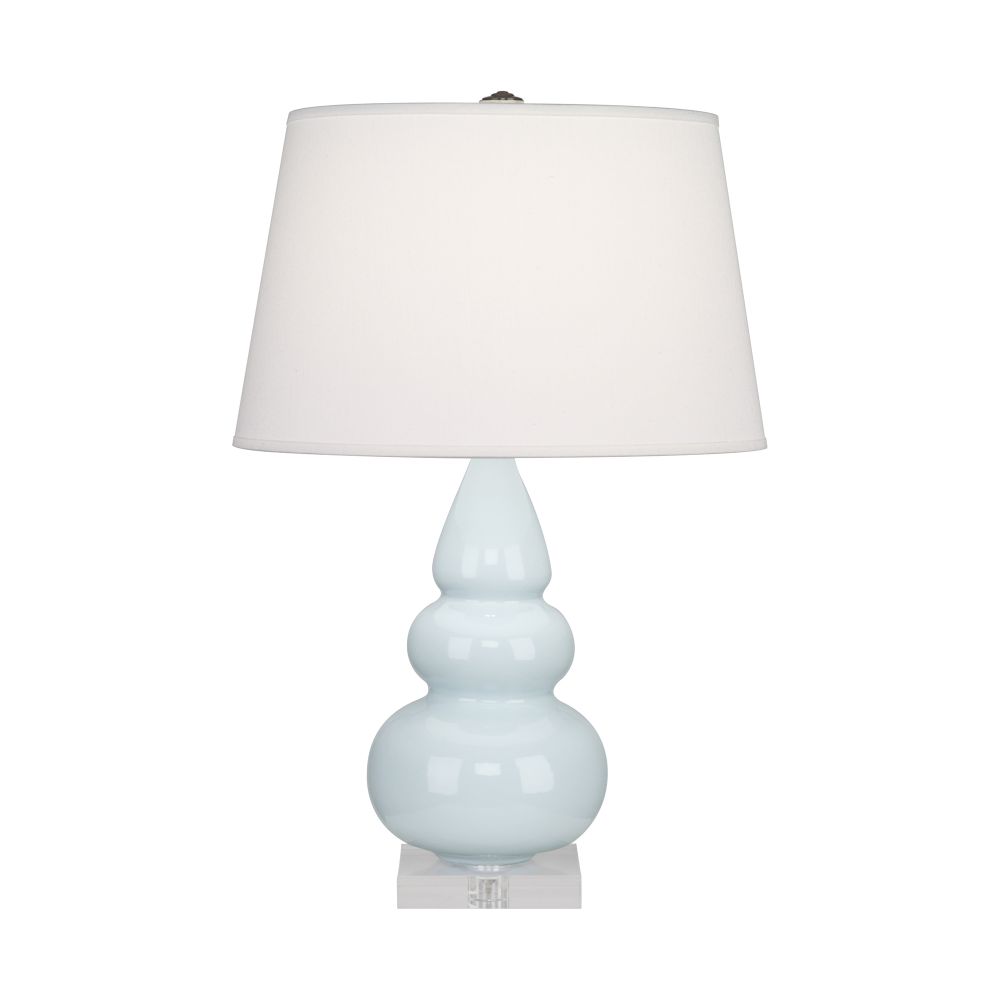 Robert Abbey A291X Baby Blue Small Triple Gourd Accent Lamp with Baby Blue Glazed Ceramic With Lucite Base