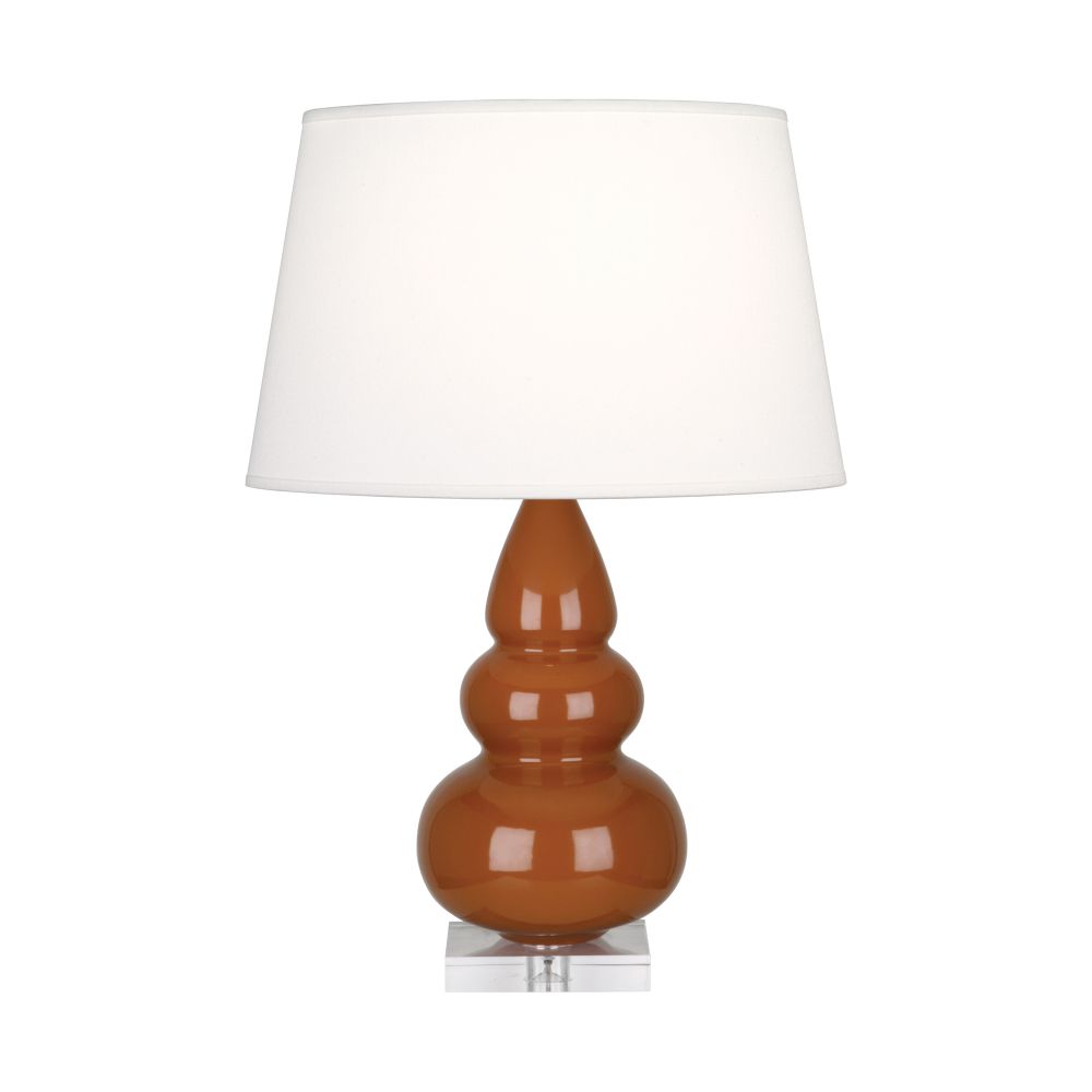 Robert Abbey A295X Cinnamon Small Triple Gourd Accent Lamp with Cinnamon Glazed Ceramic With Lucite Base