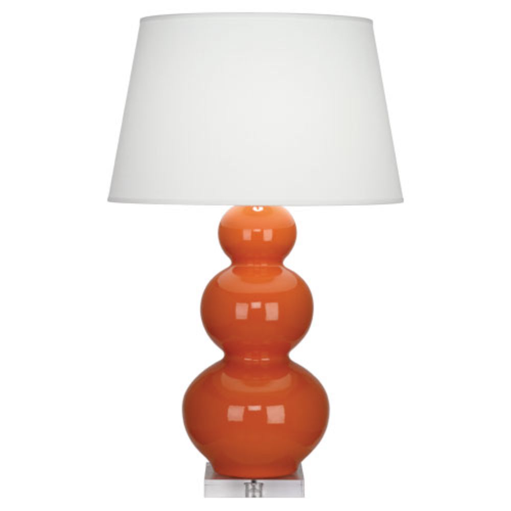 Robert Abbey A352X Pumpkin Triple Gourd Table Lamp with Pumpkin Glazed Ceramic With Lucite Base