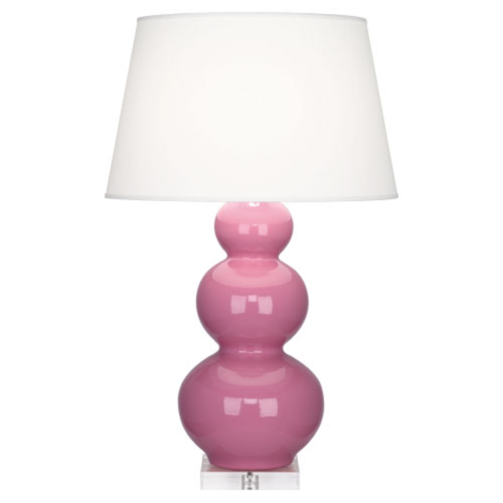 Robert Abbey A358X Schiaparelli Pink Triple Gourd Table Lamp with Schiaparelli Pink Glazed Ceramic With Lucite Base