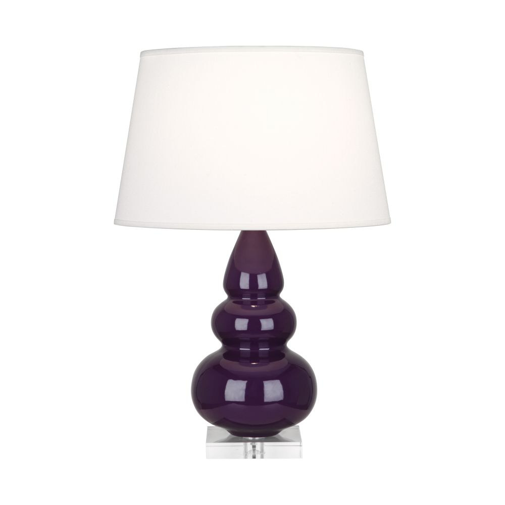 Robert Abbey A380X Amethyst Small Triple Gourd Accent Lamp with Amethyst Glazed Ceramic With Lucite Base