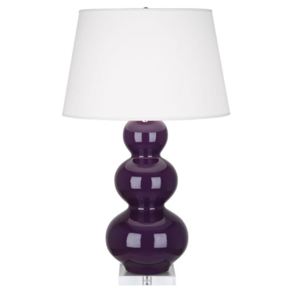Robert Abbey A383X Amethyst Triple Gourd Table Lamp with Amethyst Glazed Ceramic With Lucite Base