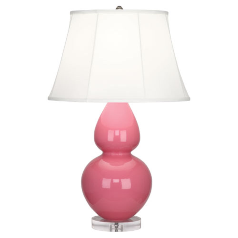 Robert Abbey A609 Schiaparelli Pink Double Gourd Table Lamp with Schiaparelli Pink Glazed Ceramic With Lucite Base