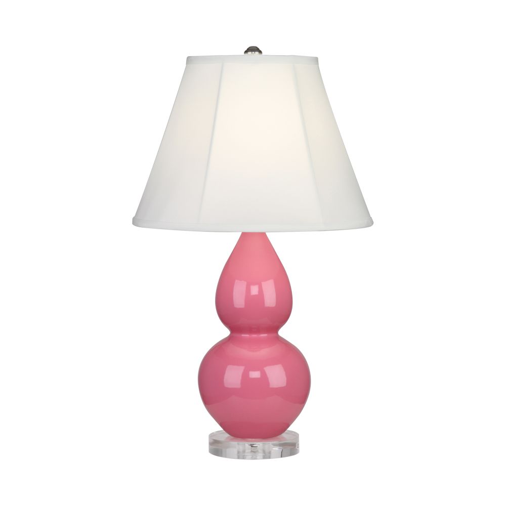 Robert Abbey A619 Schiaparelli Pink Small Double Gourd Accent Lamp with Schiaparelli Pink Glazed Ceramic With Lucite Base