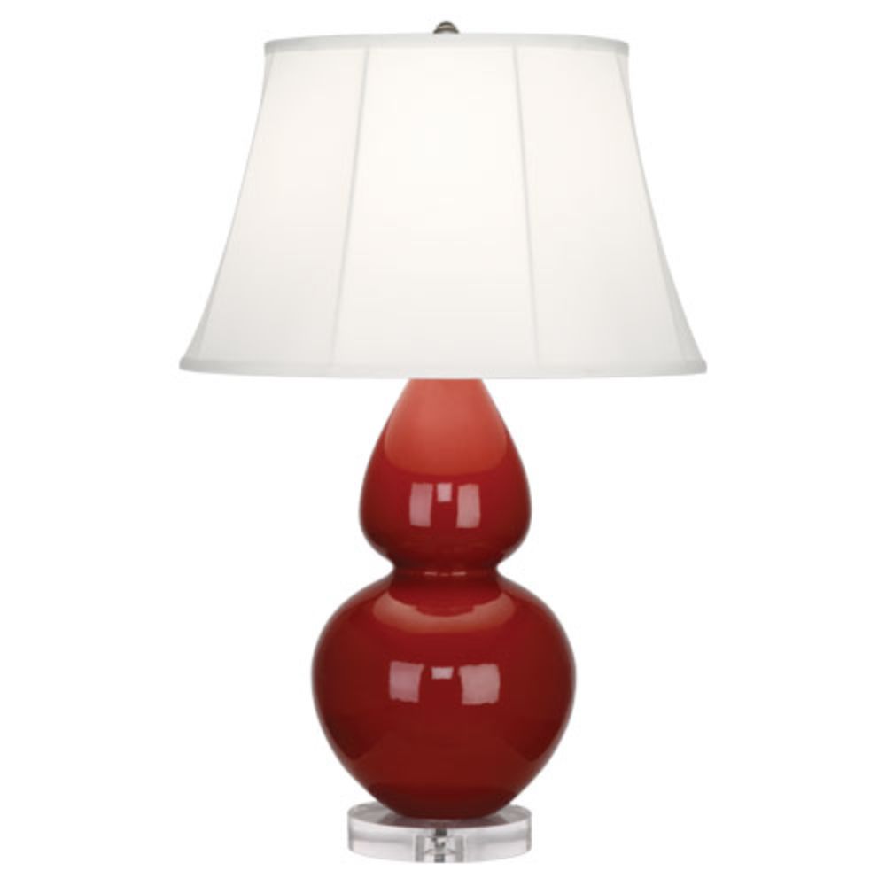 Robert Abbey A627 Oxblood Double Gourd Table Lamp with Oxblood Glazed Ceramic With Lucite Base