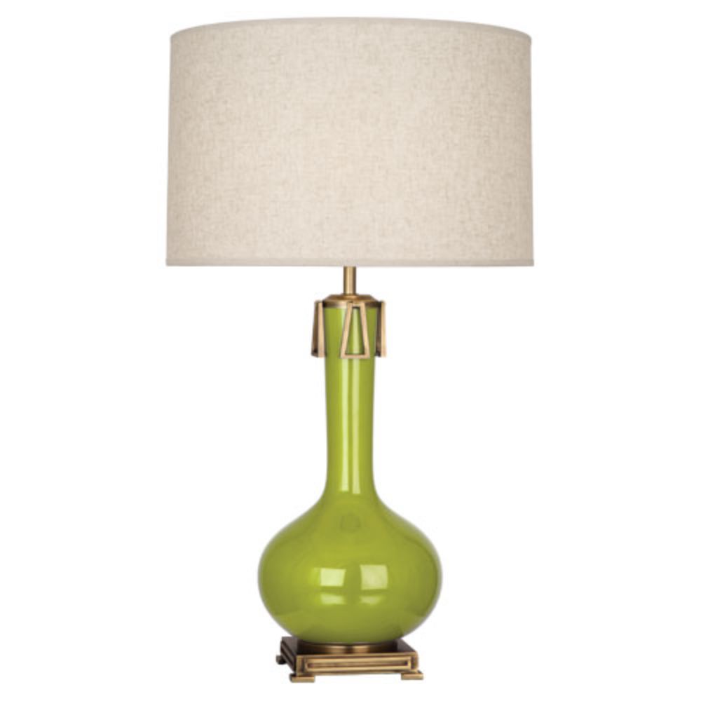 Robert Abbey AP992 Apple Athena Table Lamp with Apple Glazed Ceramic With Aged Brass Accents