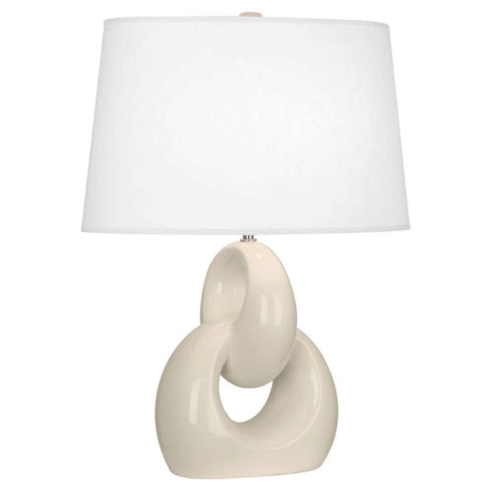 Robert Abbey BN981 Bone Fusion Table Lamp with Bone Glazed Ceramic With Polished Nickel Accents