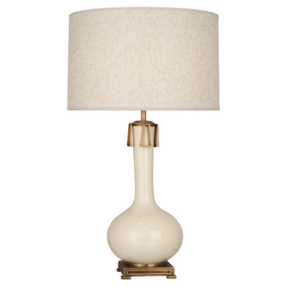 Robert Abbey BN992 Bone Athena Table Lamp with Bone Glazed Ceramic With Aged Brass Accents