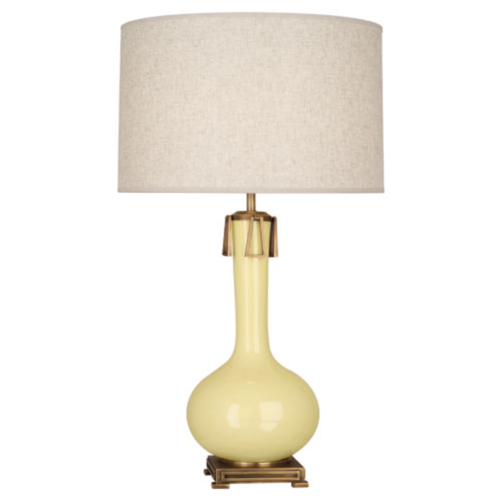 Robert Abbey BT992 Butter Athena Table Lamp with Butter Glazed Ceramic With Aged Brass Accents