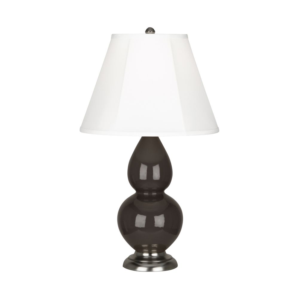Robert Abbey CF12 Coffee Small Double Gourd Accent Lamp with Coffee Glazed Ceramic With Antique Silver Finished Accents
