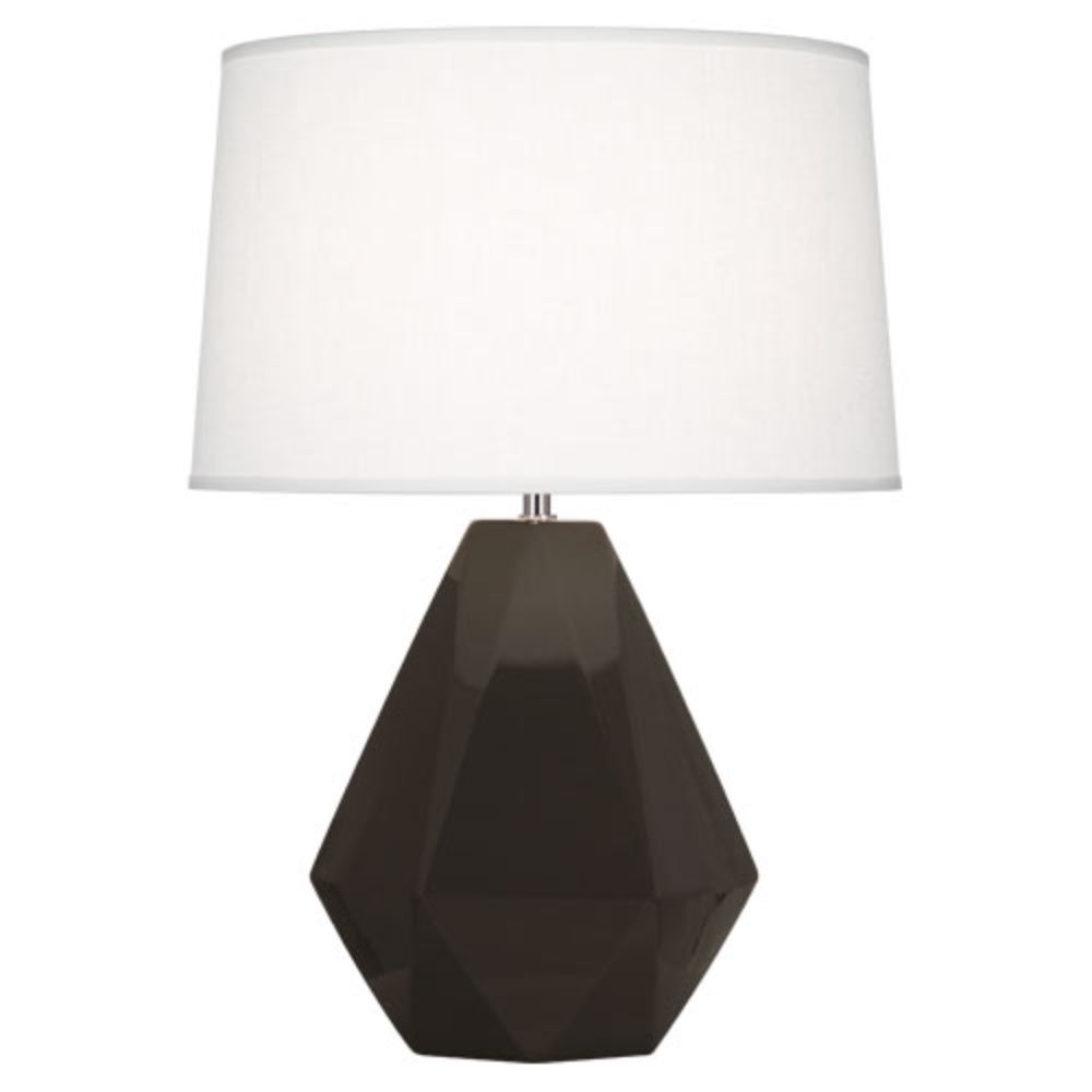 Robert Abbey CF930 Coffee Delta Table Lamp with Coffee Glazed Ceramic With Polished Nickel Accents