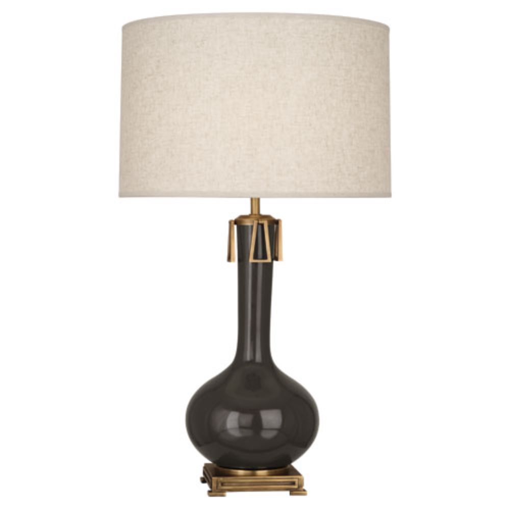 Robert Abbey CF992 Coffee Athena Table Lamp with Coffee Glazed Ceramic With Aged Brass Accents