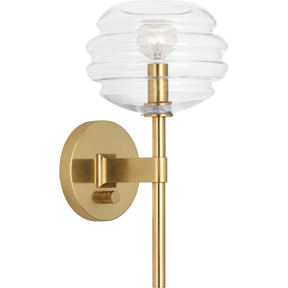 Robert Abbey CL66 Horizon Wall Sconce with Modern Brass Finish W/ Clear Glass