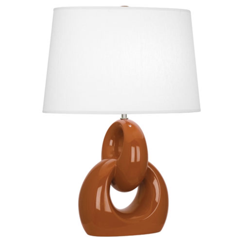 Robert Abbey CM981 Cinnamon Fusion Table Lamp with Cinnamon Glazed Ceramic With Polished Nickel Accents