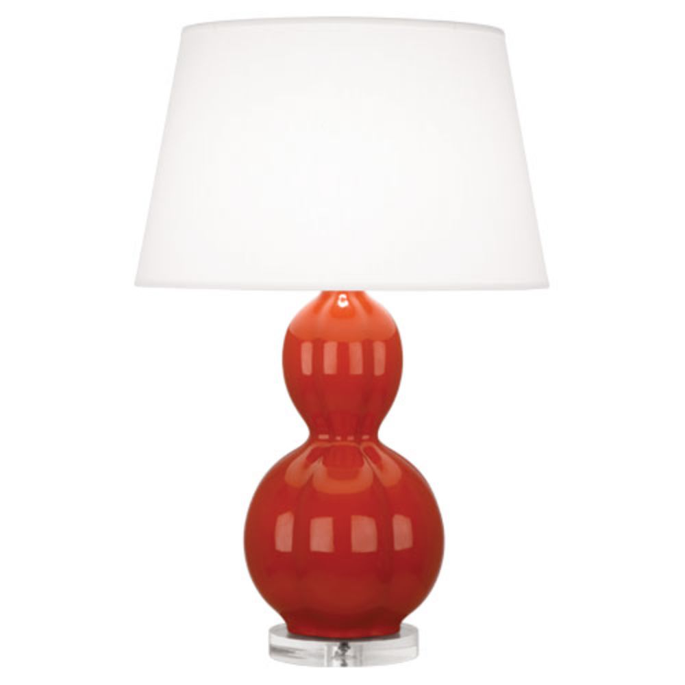 Robert Abbey DB997 Williamsburg Randolph Table Lamp with Rusty Red Orange Glazed Ceramic With Lucite Base