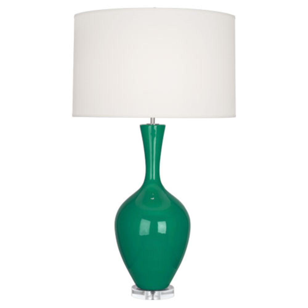 Robert Abbey EG980 Emerald Audrey Table Lamp with Emerald Green Glazed Ceramic With Lucite Base