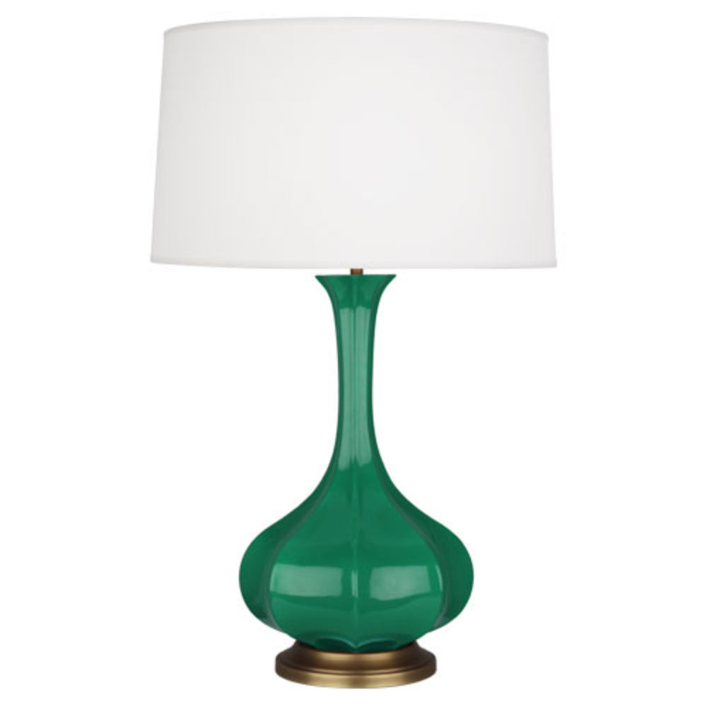 Robert Abbey EG994 Emerald Pike Table Lamp with Emerald Green Glazed Ceramic With Aged Brass Accents