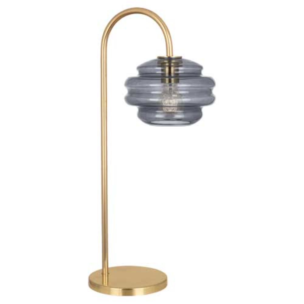 Robert Abbey GY62 Horizon Table Lamp with Modern Brass Finish W/ Smoke Gray Glass