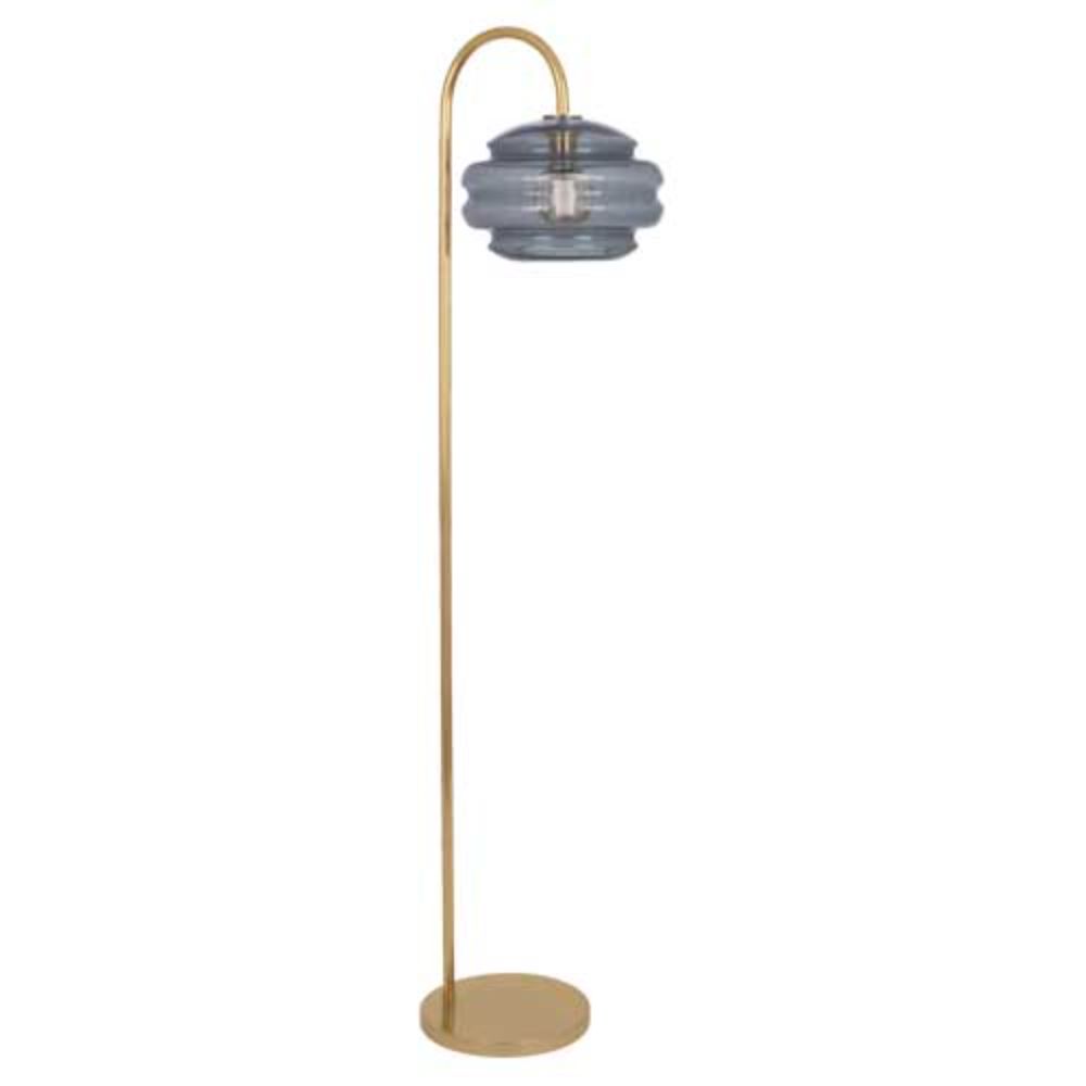 Robert Abbey GY63 Horizon Floor Lamp with Modern Brass Finish W/ Smoke Gray Glass