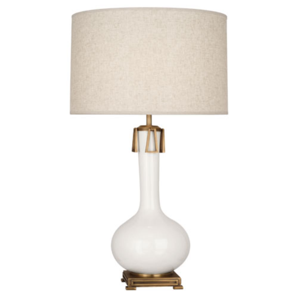 Robert Abbey LY992 Lily Athena Table Lamp with Lily Glazed Ceramic With Aged Brass Accents