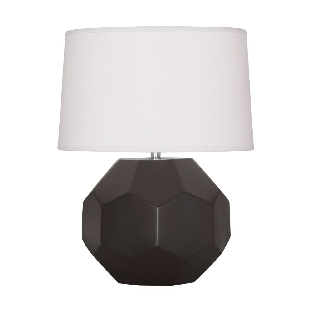 Robert Abbey MCF02 Matte Coffee Franklin Accent Lamp with Matte Coffee Glazed Ceramic