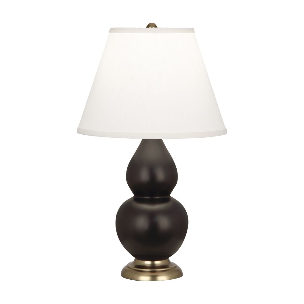 Robert Abbey MCF50 Matte Coffee Small Double Gourd Accent Lamp with Matte Coffee Glazed Ceramic With Antique Brass Finished Accents