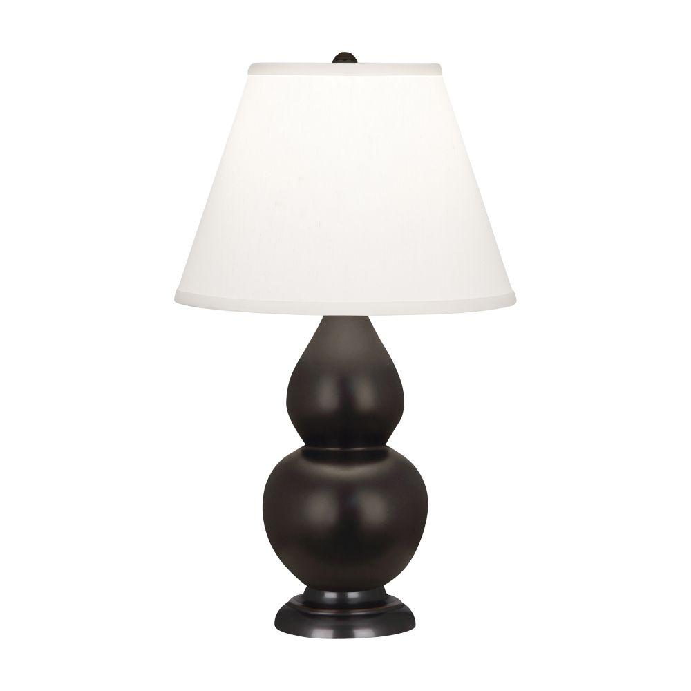 Robert Abbey MCF51 Matte Coffee Small Double Gourd Accent Lamp with Matte Coffee Glazed Ceramic With Deep Patina Bronze Finished Accents