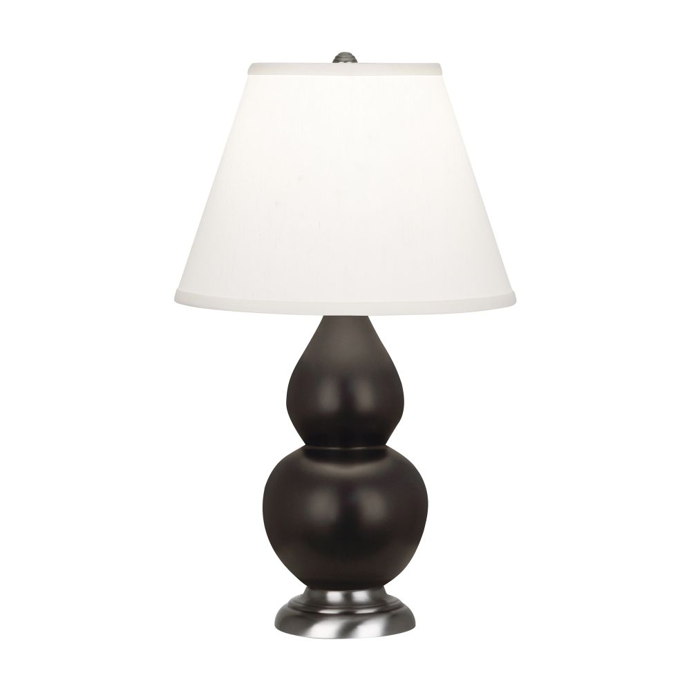 Robert Abbey MCF52 Matte Coffee Small Double Gourd Accent Lamp with Matte Coffee Glazed Ceramic With Antique Silver Finished Accents