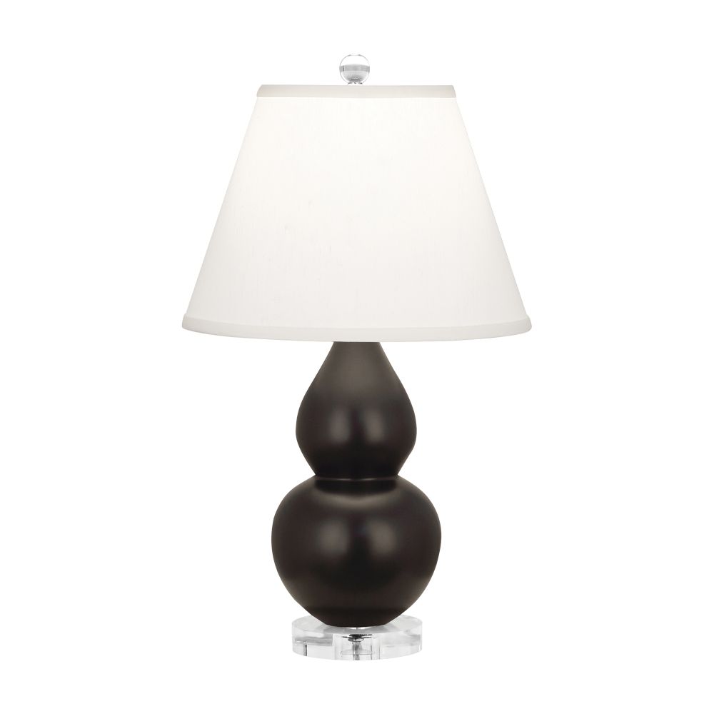 Robert Abbey MCF53 Matte Coffee Small Double Gourd Accent Lamp with Matte Coffee Glazed Ceramic With Lucite Base
